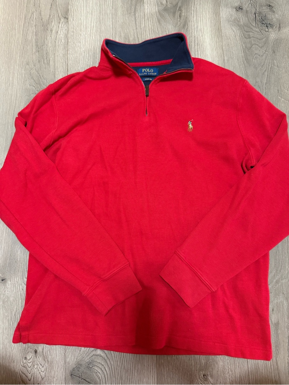Polo Ralph Lauren Quarter Zip Pullover Red Estate Rib Cotton Men’s Large